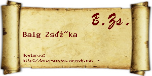Baig Zsóka névjegykártya